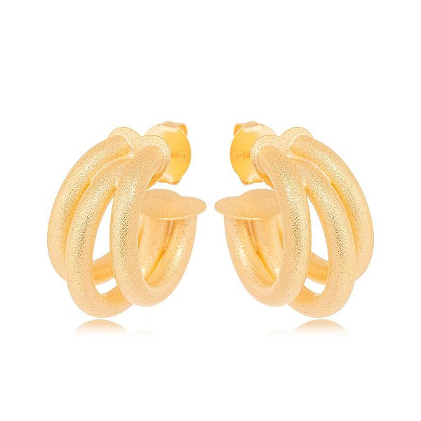 Argola Tripla Fosca Dourada