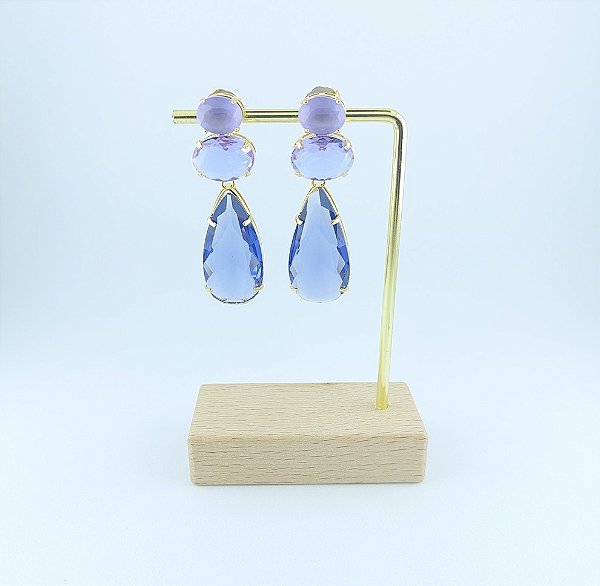 Brinco Alanis Gota Cristais Dourado