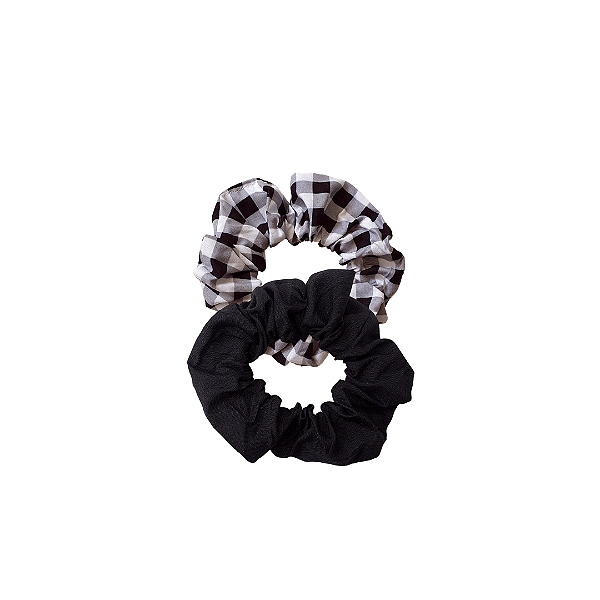 Par Scrunchies Xadrez Preto