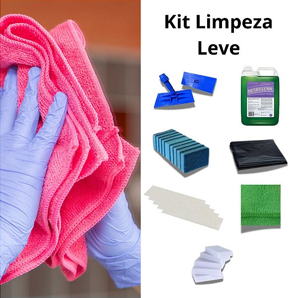 Kit Limpeza Leve – Multiuso Concentrado, Microfibra, Esponjas e Fibras Macias