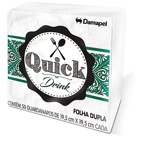 Guardanapo Quick Folha Dupla 19,5x19,5 cm – 10 Pacotes c/ 50 un cada