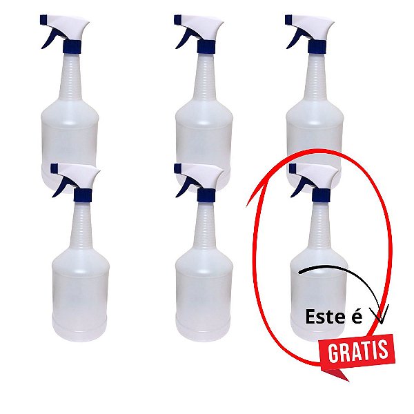 Kit 6 Pulverizadores 1L PEAD com Gatilho Spray – Compre 5 e Leve 6