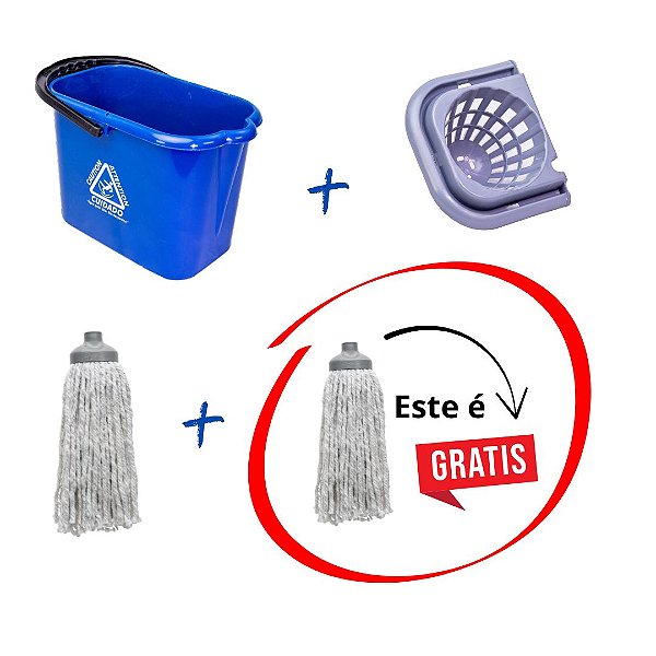 Kit Balde 12L + Espremedor Mopinho + Refil 190g – Ganhe 1 Refil Mopinho Extra