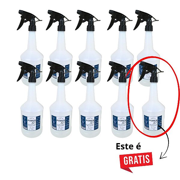 Kit 10 Pulverizadores Power Jet 1L PEAD - Compre 9 e Leve 10
