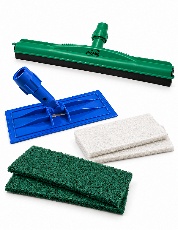 Kit Rodo Dry Borracha Dupla 45cm Verde + Suporte LT + 4 Fibras