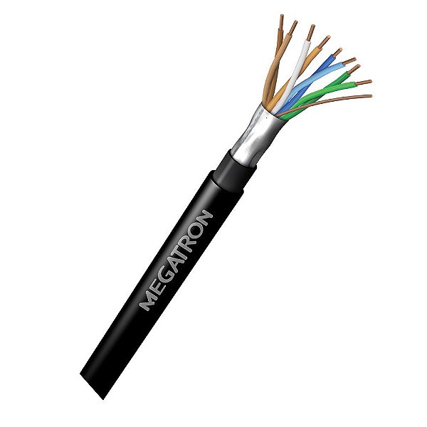 CABO DE REDE 4 PARES CAT5E 100 MTS DUPLA CAPA BLINDADO COBRE MEGATRON