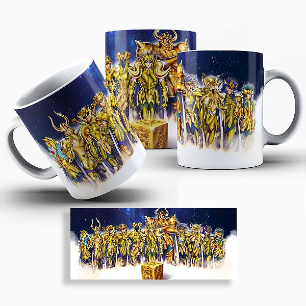 Caneca Cavaleiros do Zodíaco - Cavaleiros de Ouro