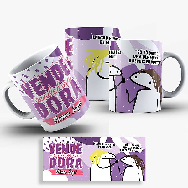 Caneca Flork Profissões -Vendedora - Nome Personalizado