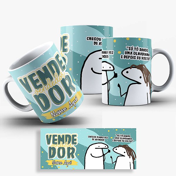 Caneca Flork Profissões -Vendedor - Nome Personalizado