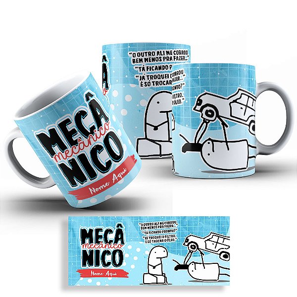 Caneca Flork Profissões - Mecânico - Nome Personalizado