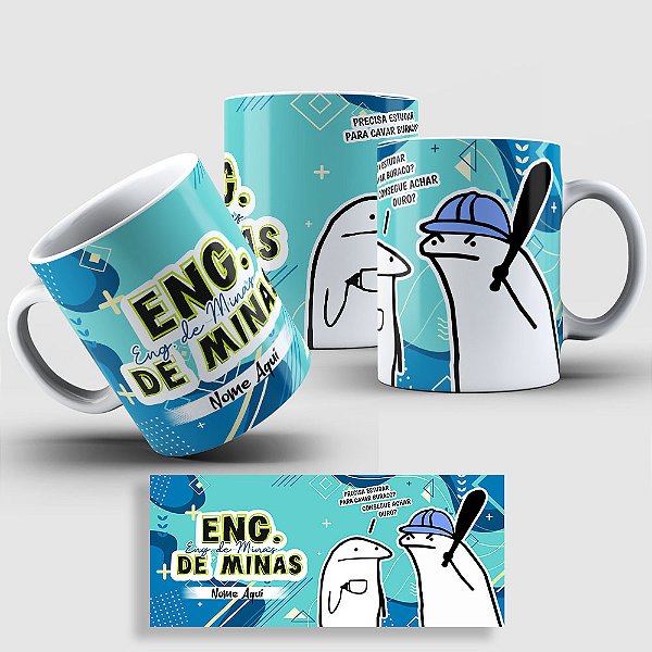 Caneca Flork Profissões - Engenharia de Minas - Nome Personalizado