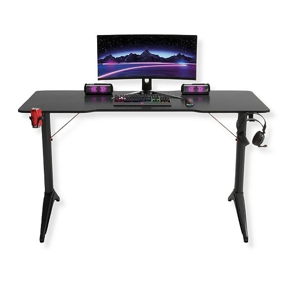 MESA GAMER COM ESTRUTURA DE METAL E TAMPO DE MADEIRA 1,20M DELTA-M1203