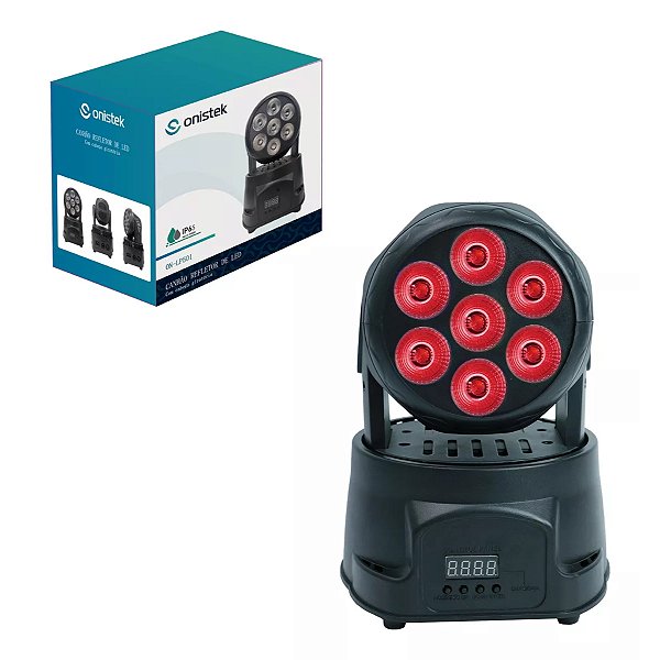MINI CANHAO DE LED COM CABECA GIRATORIA 7 LAMPADAS 4 EM 1 ESCURECIMENTO ELETRONICO INTEGRADO DE 0 ON-LP501