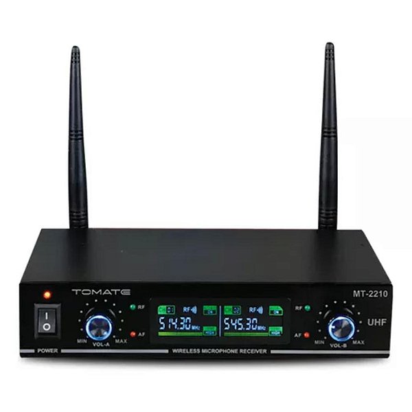MICROFONE  DUPLO SEM FIO PARA USO PROFISSIONAL PRETO MT-2210