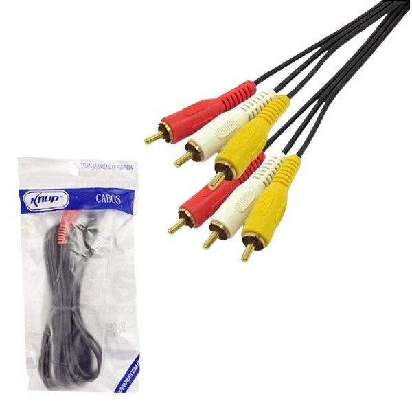 CABO DE AUDIO E VIDEO RCA 3MT KNUP KP-RCA01 3M