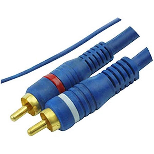 CABO 2X2RCA COM FIO TERRA GOLD GRANEL 5,0M, DIAM. 5MM, AZUL USO AUTOMOTIVO CBRC0019