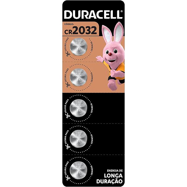 PILHA MOEDA 2032 LITIO 3V DURACELL CART C/ 5 UNIDADES (CAR/5)