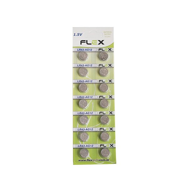 BATERIA BOTAO- ( CARTELA C/ 14 UNID.) MOD.FX-LR43 1,5V FLEX