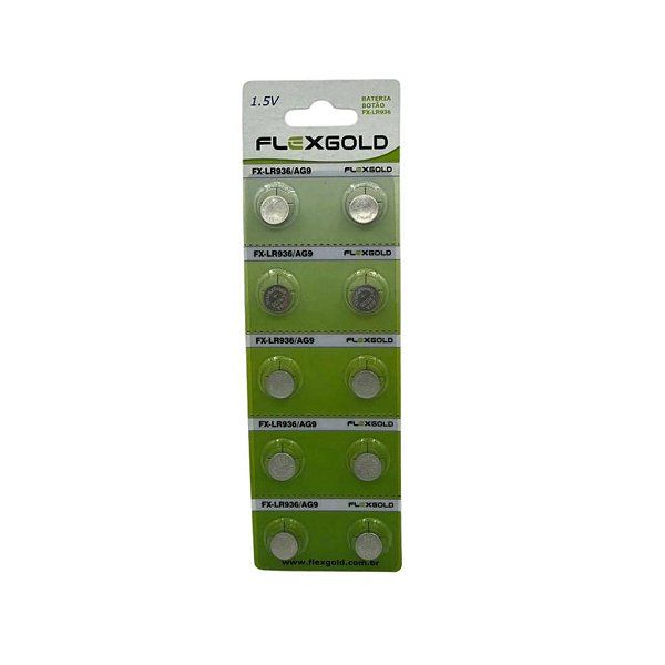 BATERIA ALCALINA TIPO BOTAO CART.C/ 10 UN. MARCA: FLEX MOD. FX-LR936
