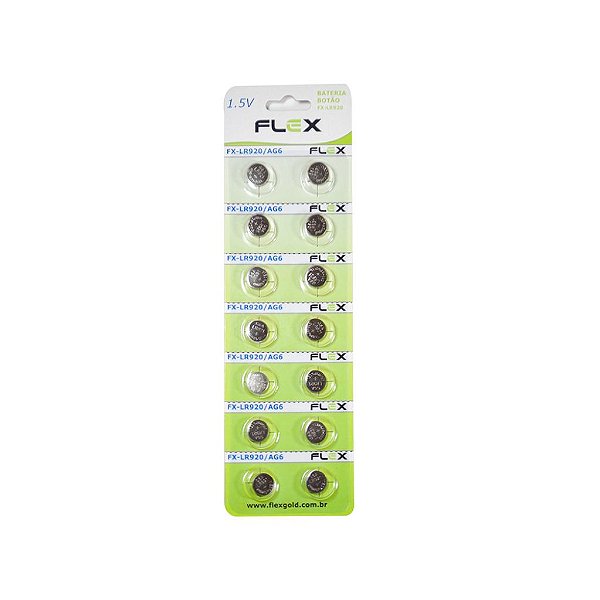 BATERIA TIPO BOTAO LR920/AG7 CART.COM 14 UNI.-MARCA: FLEX MOD: FX-LR920