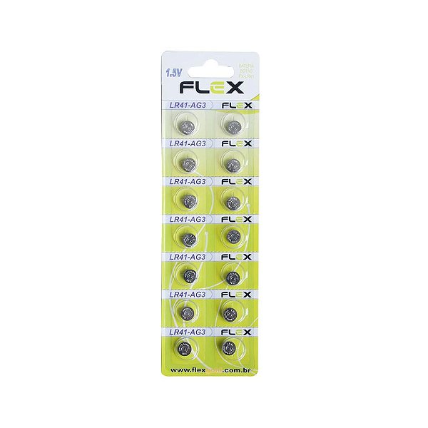 BATERIA TIPO BOTAO ( CARTELA C/ 14 UNID.) MOD. "FLEX" LR41-1.5V