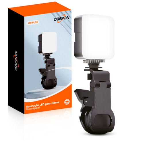ILUMINADOR DE LED PARA CAMERAS DIGITAIS COM SUPORTE PARA CELULAR OBERON OR-PL03
