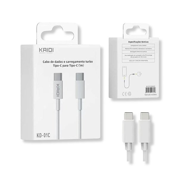 CABO C PARA TIPO C KAIDI CARREGAMENTO TURBO 1M KD-01C