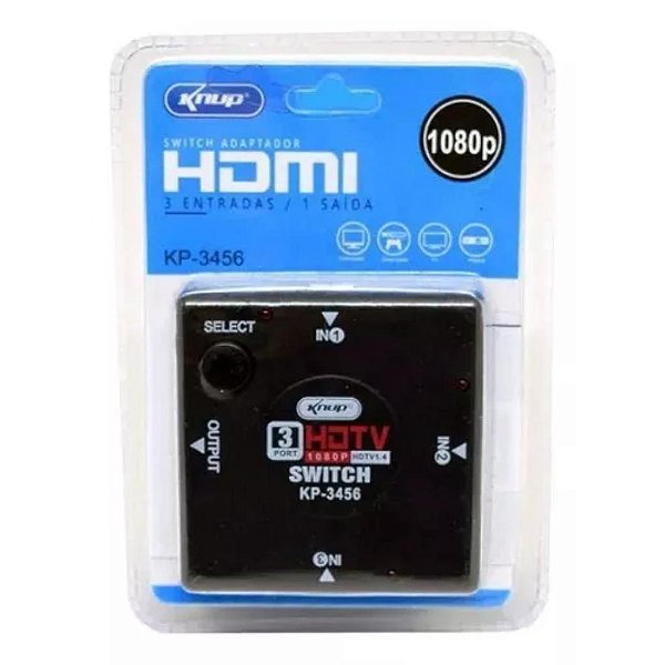 SWITCH HDMI 3 ENTRADAS E 1 SAIDA KNUP - KP-3456