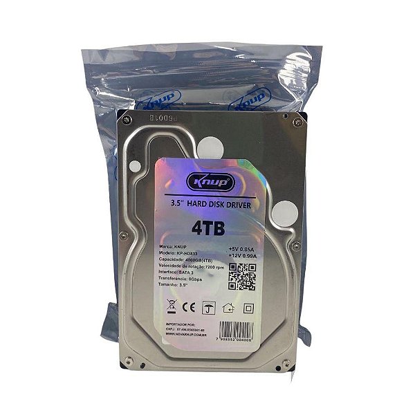 DISCO FISICO DE ARMAZENAMENTO HD 3,5 SATA 3 4TB KNUP KP-HD833