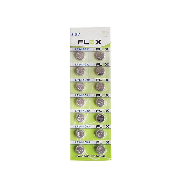 BATERIA BOTAO ( CARTELA C/ 14 UNID.) MARCA: FLEX MOD. FX-LR44