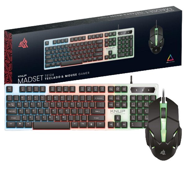CONJUNTO TECLADO E MOUSE GAMER ILUMINACAO LED KP-TE124