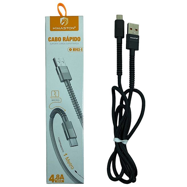 CABO COM ENTRADA USB AM/V8 1M/4.8A HMASTON REF:H143-1