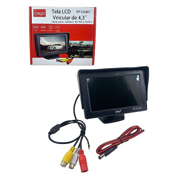 MINI MONITOR DE VIDEO, TELA LCD, TAMANHO 4,3 12VDC KP-CA401