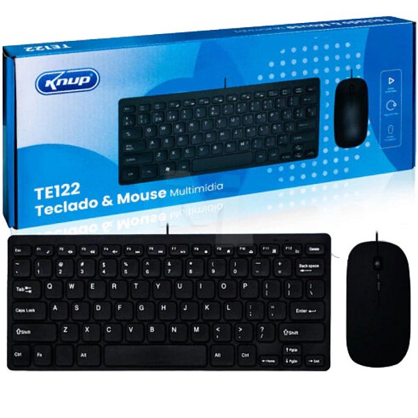 CONJUNTO TECLADO USB MULTIMIDIA, COR PRETO COM MOUSE OPTICO KP-TE122