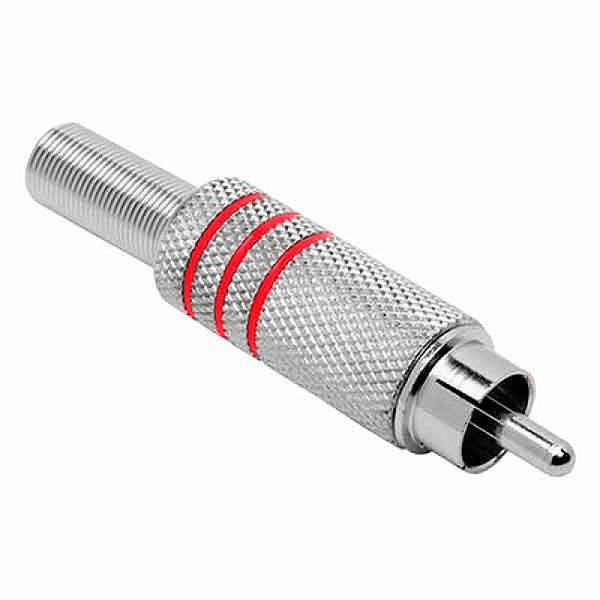 PLUG RCA METAL NIQUEL 58MM VERMELHO PGRC0005