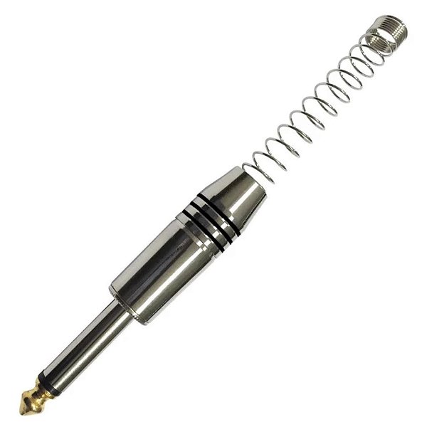 PLUG P10 COM MOLA ESPACADA E PONTA GOLD MONO, PRETO PGPZ0025