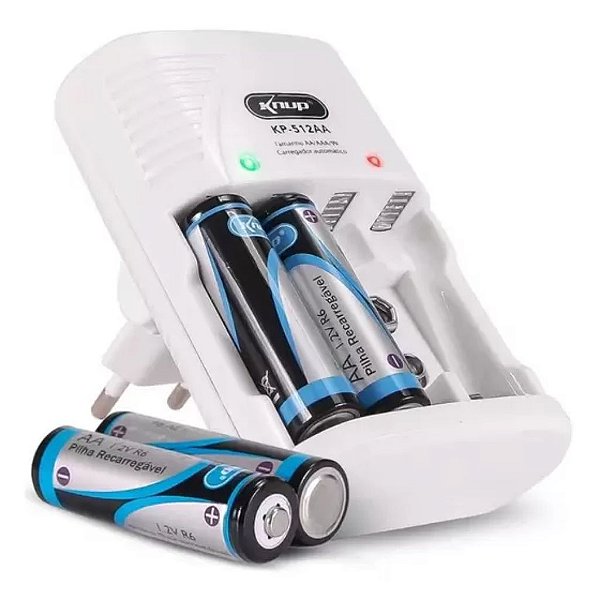 CARREGADOR DE PILHAS AA,AAA E 9V KP-512AA