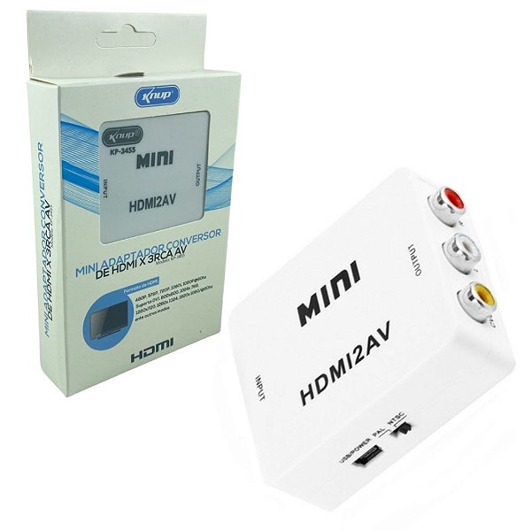 MINI ADAPTADOR CONVERSOR DE HDMI PARA VIDEO COMPOSTO 3RCA  REF KP-3455