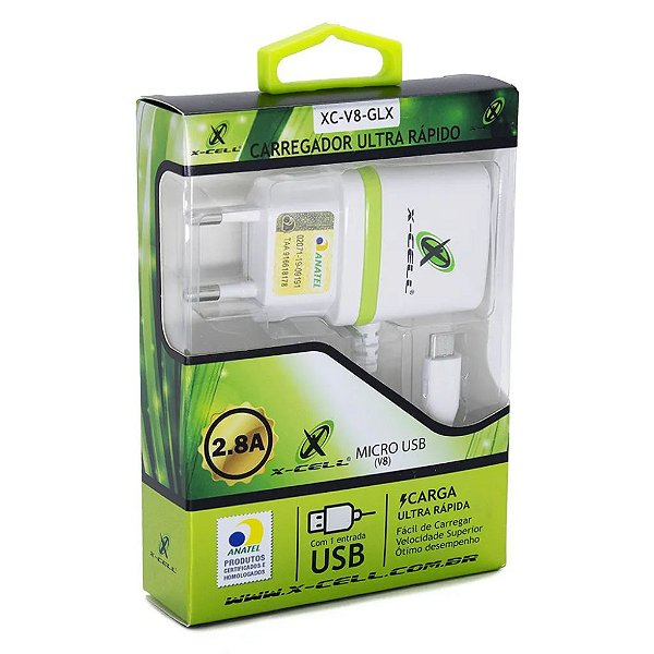 CARREGADOR DE BATERIA P/ TEL.CELULAR- MARCA: X-CELL.MOD.XC-V8-GLX