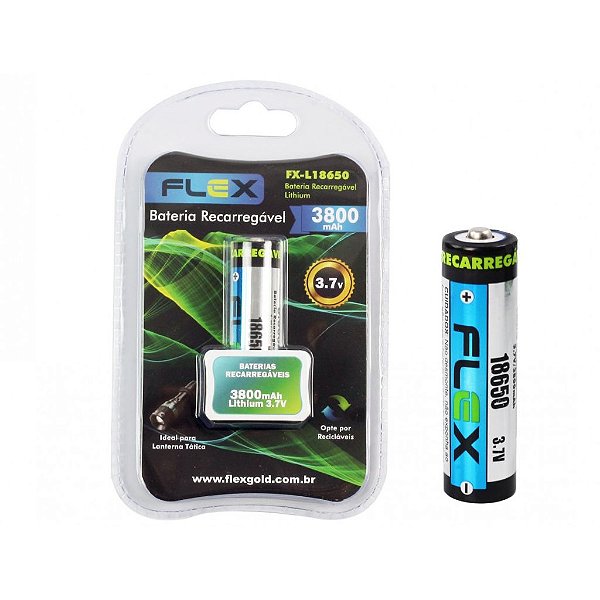 BATERIA RECARREGAVEL, P/ LANTERNA FLEX MOD:18650