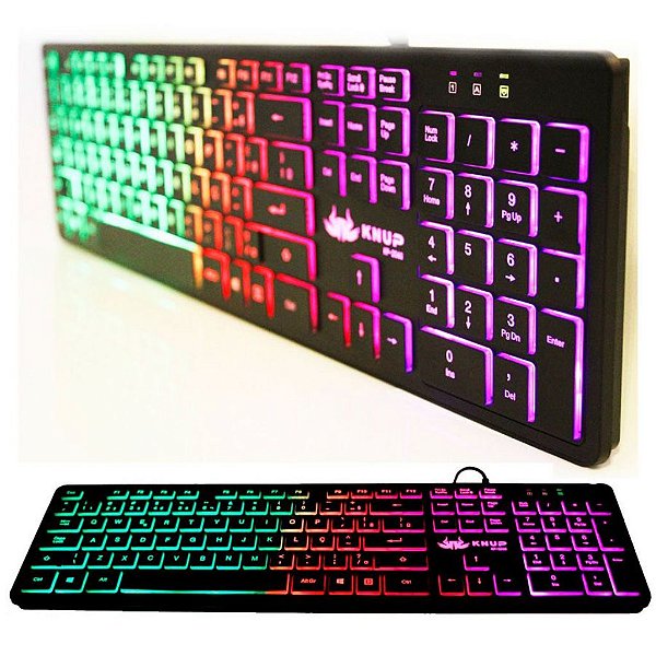 TECLADO GAMER USB PADRAO ABNT2 ILUMINACAO LED KNUP KP-2060