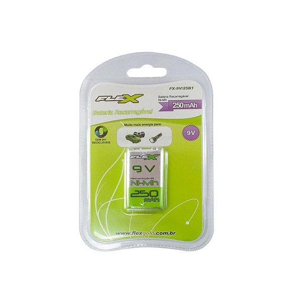 BATERIA RECARREGAVEL FLEX 9V-250MAH FX-9V/25B1