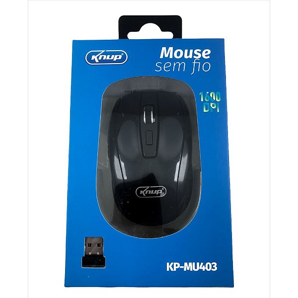MOUSE SEM FIO OPTICO 2,4GHZ 1600 DPI NANO RECEPTOR USB KNUP KP-MU403