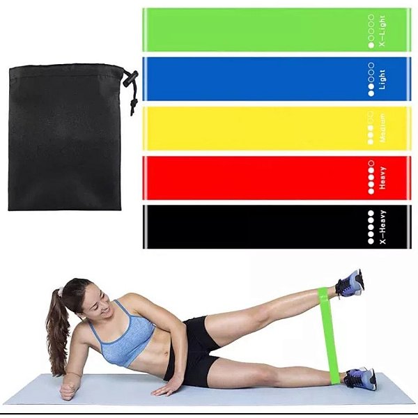 KIT 5 FAIXAS ELASTICAS MINI BANDS EXERCISSE RESISTANCE * LE-MR21