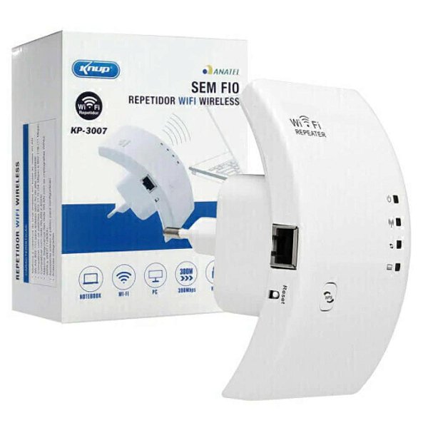 REPETIDOR DE SINAL WI-FI PARA REDE WLAN 2,4GHZ 300MBPS KNUP KP-3007