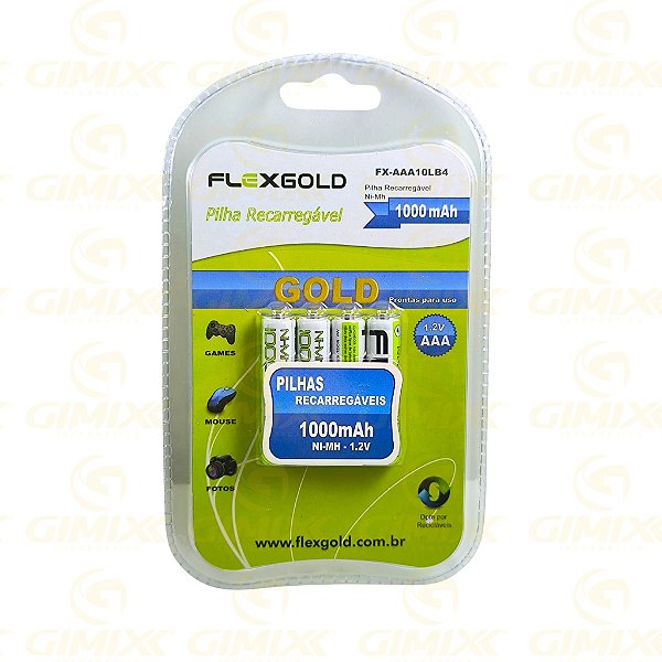 PILHA RECARREGÁVEL FLEX GOLD FX-AAA10LB4