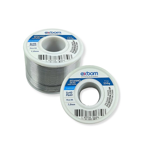 ESTANHO EM FIO CARRETEL SN40% 1,0MM 250g EXBOM EF40-G250M10