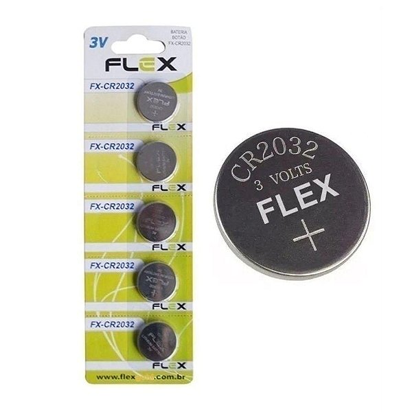 BATERIA BOTAO FLEX.FX-CR2032-3V (CARTELA C/5 PCS)
