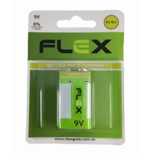 BATERIA 9V ZINCO C/ 1 UNIDADE FLEX MOD. FX-9Z1