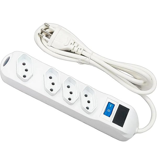 EXTENSAO ELETRICA 4 TOMADAS FILTRO LINHA FUSIVEL 5 MT KNUP SL7604